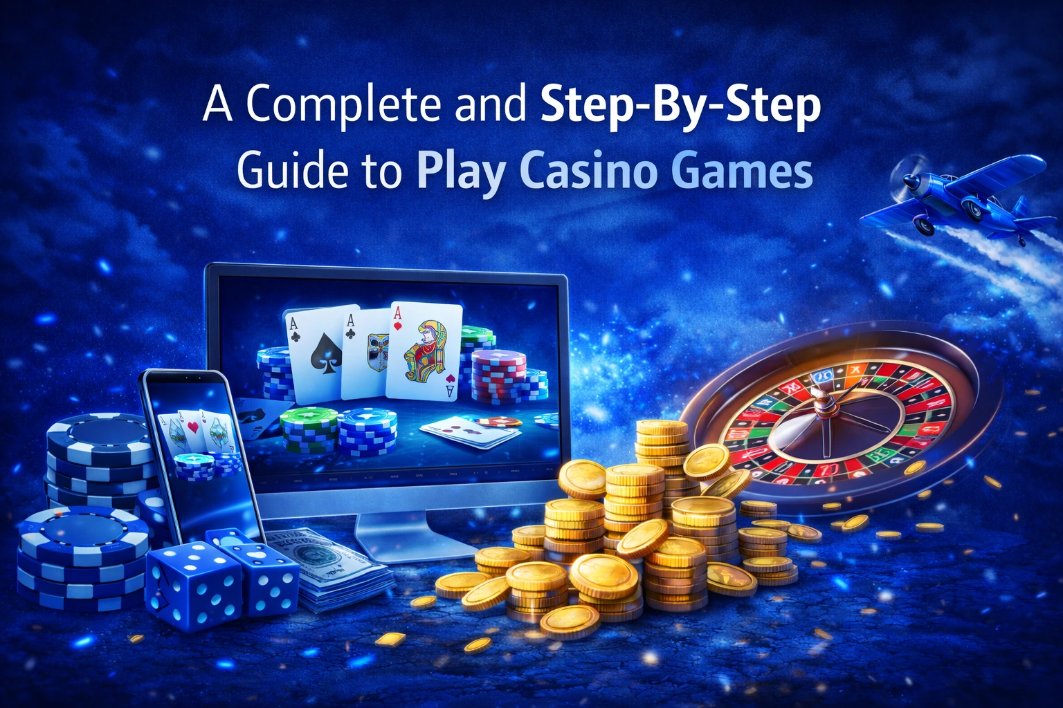 A complete and step-by-step guide to play casino games with blue themed online casino banner