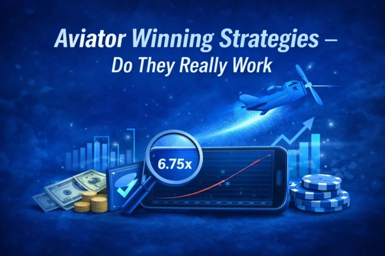Aviator winning strategies banner showing a flying airplane, rising multiplier chart, and blue themed gaming illustration